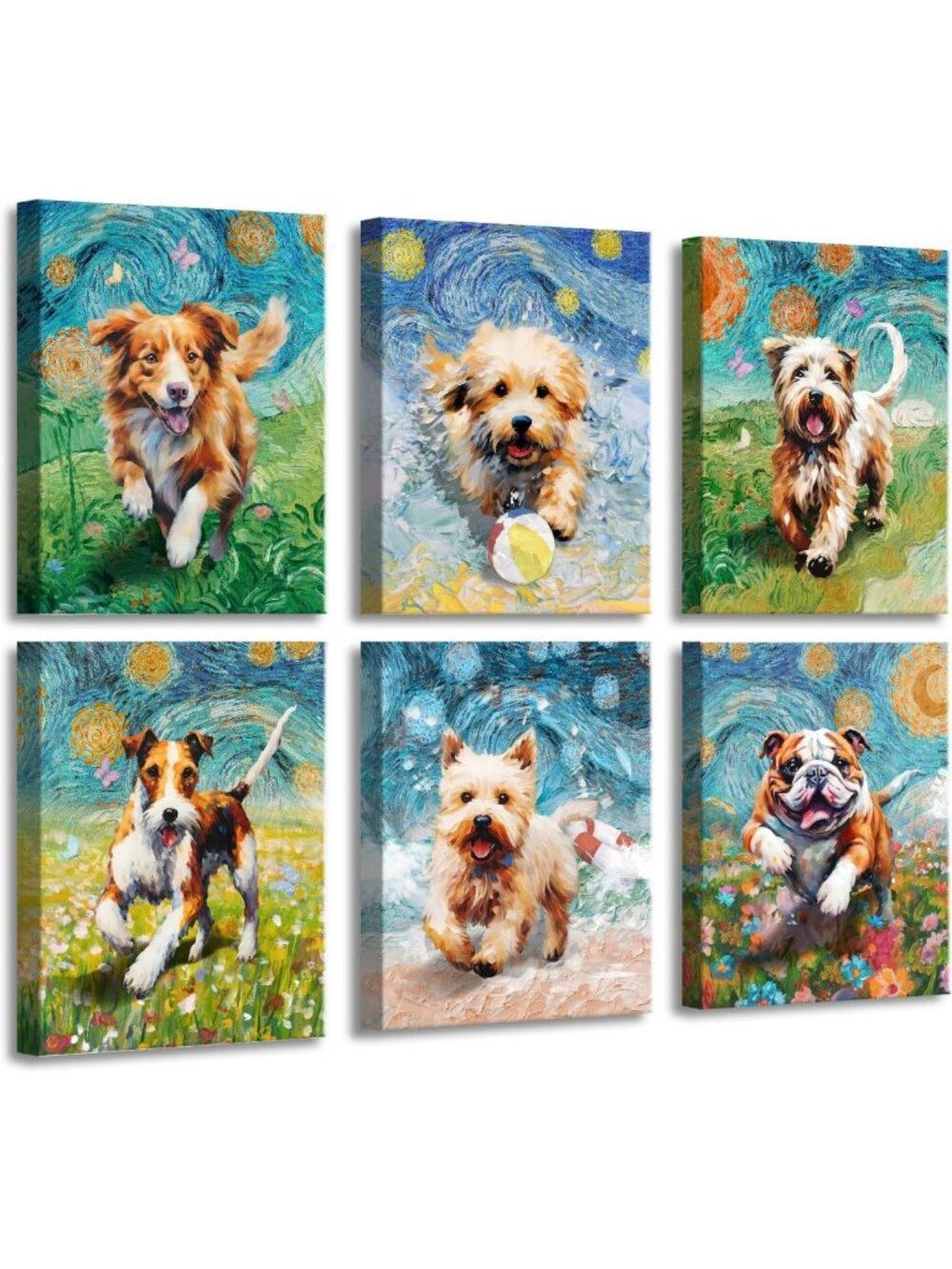 Colorful Funny Dog Canvas Wall Art | Impressionist Animal Decor 8x10 Inch